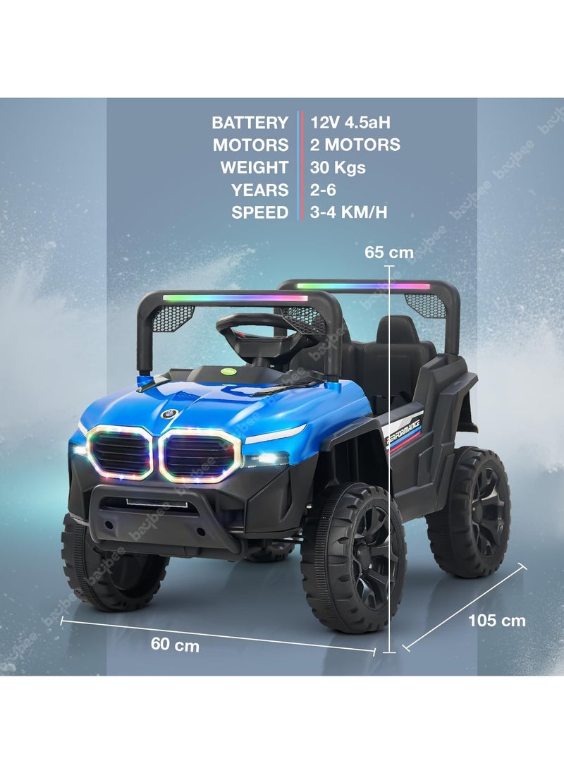 BAYBEE - Baybee Fury Battery Operated Jeep for Kids Rechargeable Battery Car for Kids with Music Led Light Ride On Kids Car Jeep Racing Baby Big Car Electric Car for Kids Childrens Boy Girl Blue - Image 1