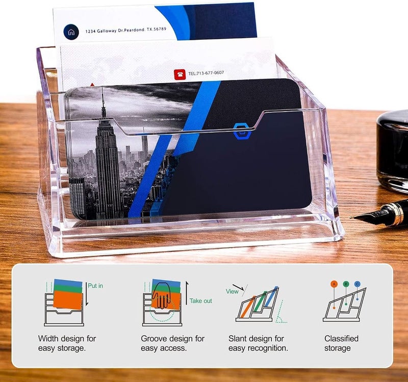 SNDIA Acrylic 3-Tier Business Card Holder Stand – Transparent Layered Desk Organizer for Visiting Cards, Office, Reception, Counter Display - Image 3