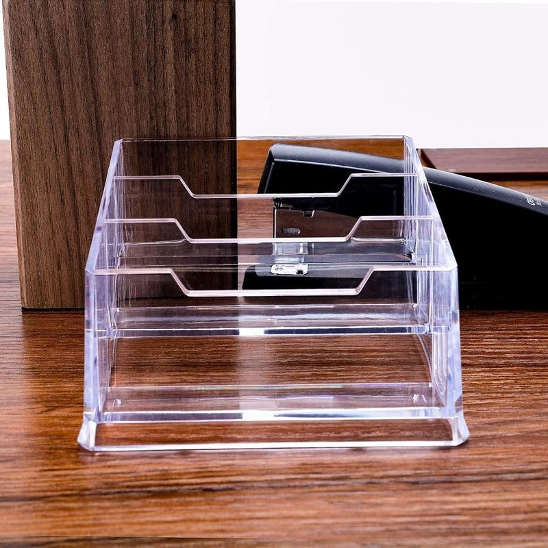 SNDIA Acrylic 3-Tier Business Card Holder Stand – Transparent Layered Desk Organizer for Visiting Cards, Office, Reception, Counter Display - Image 5