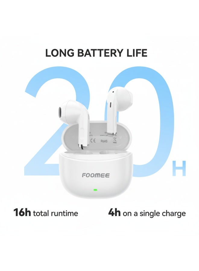 FOOMEE PA01 TWS Earbuds with Call Noise Deduction, Super Bass Powered by 13mm driver, HiFi Stereo Sound, 20 Hours of Operation - Image 2