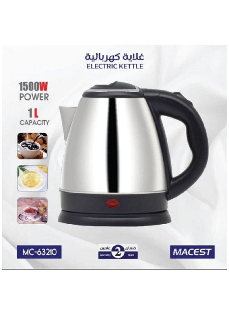 MACEST Electric Kettle 1500 Watt MC-63210 Black/Silver 