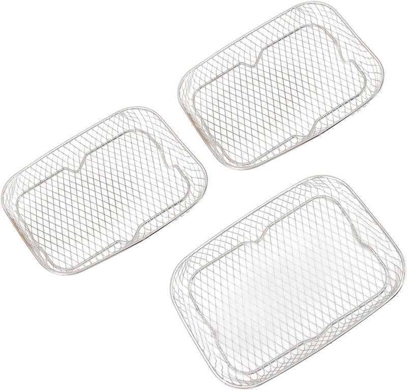 3pcs Fryer Rack, Stainless Steel Fryer Basket, Multifunctional Stackable Fryer Accessory for Organizing Steaming Filtering, Compatible with Various Air Fryers and Deep Fryers - Image 3