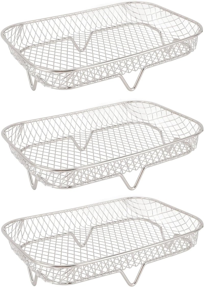 3pcs Fryer Rack, Stainless Steel Fryer Basket, Multifunctional Stackable Fryer Accessory for Organizing Steaming Filtering, Compatible with Various Air Fryers and Deep Fryers - Image 1