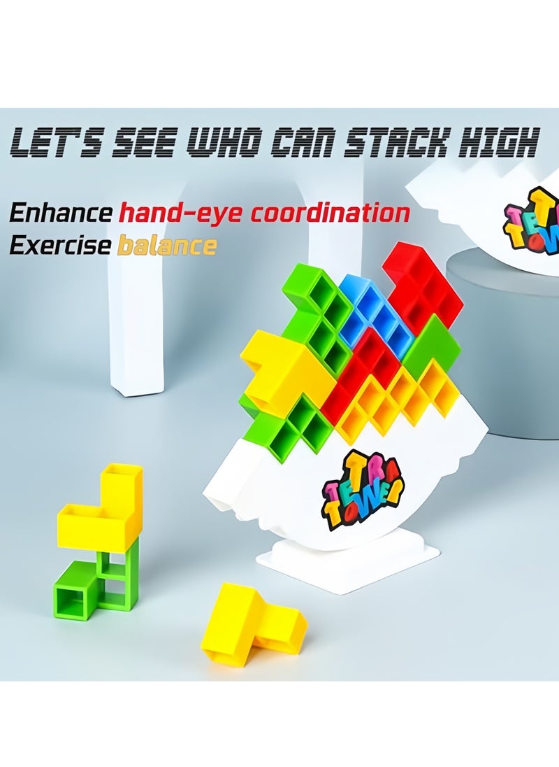 48PCS Balance Game Russian Building Blocks, Tetris Stacking Toy Balancing Stacking Toys for Kids Adults, DIY Assembling Versatile Board Table Games Toy, Educational Kids Toys  - Image 4