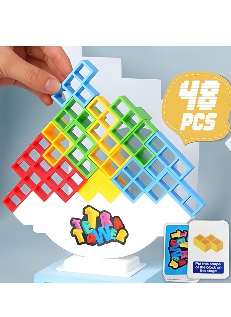 48PCS Balance Game Russian Building Blocks, Tetris Stacking Toy Balancing Stacking Toys for Kids Adults, DIY Assembling Versatile Board Table Games Toy, Educational Kids Toys  - Image 3