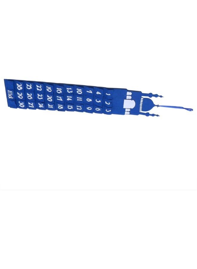 klarako Ramadan Fabric Calendar Storage Bag Calendar Hanging Bag Household Decoration Accessories Easy to Install(Blue) - Image 3