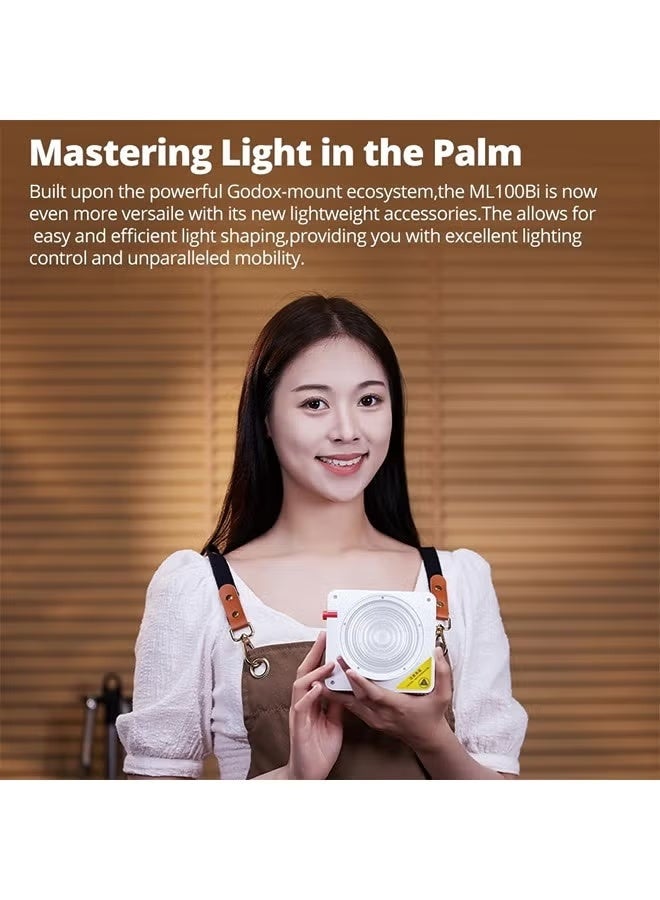 Godox ML100Bi 100W LED Video Light, 2800K-6500K Bi-Color Video Lighting Kit, 34300 Lux CRI 97+/TLCI 98+, APP Control, USB-C Charging, 11 FX Effects, for Filming/Live Streaming/Outdoor Photography - Image 4