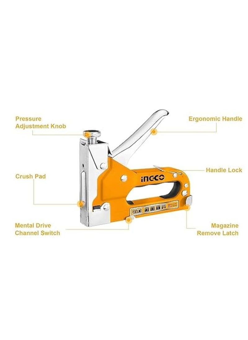 INGCO INGCO 3‑in‑1 Staple Gun HSG1405 – Manual Heavy‑Duty Stapler with Nails and U‑Staples  - Image 2