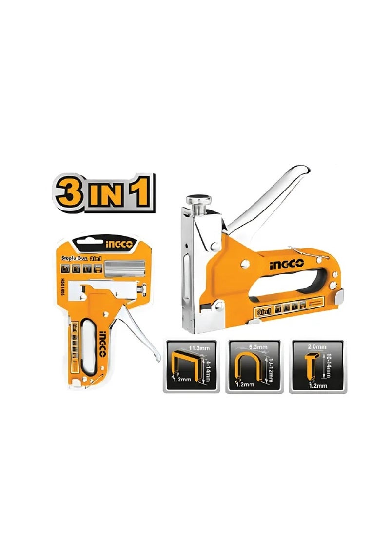 INGCO INGCO 3‑in‑1 Staple Gun HSG1405 – Manual Heavy‑Duty Stapler with Nails and U‑Staples  - Image 3