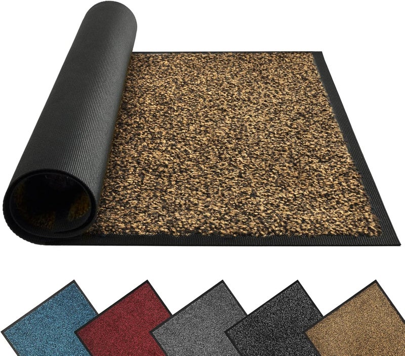 ميباو حصيرة باب ميباو لامتصاص الأوساخ للاستخدام الداخلي والخارجي، مقاس 24" x 36"، لون بني أسود، قابلة للغسيل، مانعة للانزلاق، مثالية للمداخل والأحذية، تتميز بقدرة عالية على امتصاص الأوساخ. - Image 1