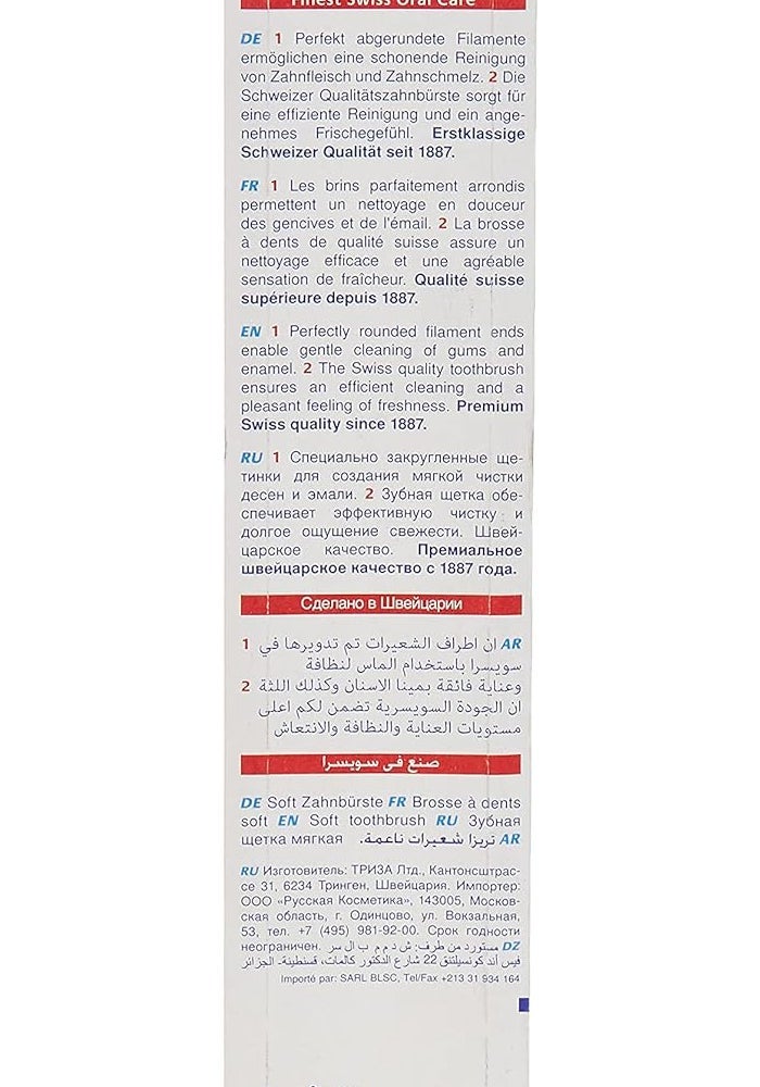 TRISA فرشاة أسنان تريزا فريش ذات شعيرات ناعمة للبالغين مع غطاء سفر - تنظيف لطيف وفعال، صنع سويسري - Image 2