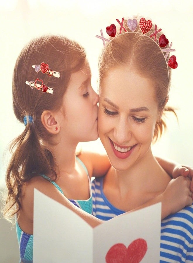 وايفل طوق رأس ومشابك شعر على شكل قلب من WHAVEL لعيد الحب، طوق رأس مرصع بأحجار الراين على شكل قلب، طوق رأس لعيد الحب لحفلات الزفاف والكرنفالات والمناسبات الخاصة. - Image 5