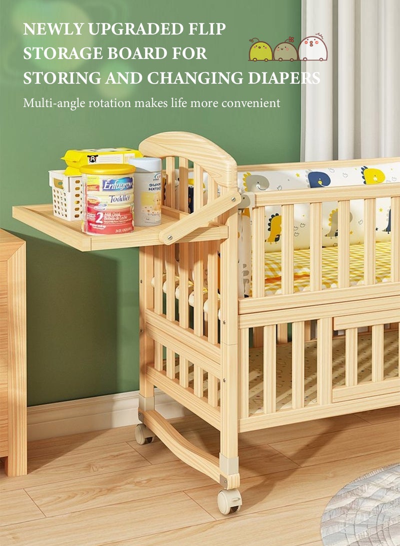 ما بيبي سرير أطفال قابل للتحويل إلى سرير ٧ في ١، وأريكة للأطفال ومكتب | سرير أطفال متعدد الاستخدامات مع لوحة فنية قابلة للطي، ووضعية النوم بجانب السرير، ومساحة تخزين | طقم فراش ٥ قطع متضمن - ١٠٥*٦٠*٩٢ سم - Image 4