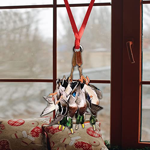 Talataca Duck Hunting 2D Flat Car Rear View Mirror Accessories Christmas Tree Ornament Decoration Hanging Charm Interior Rearview Pendant Decor Gift - Image 4