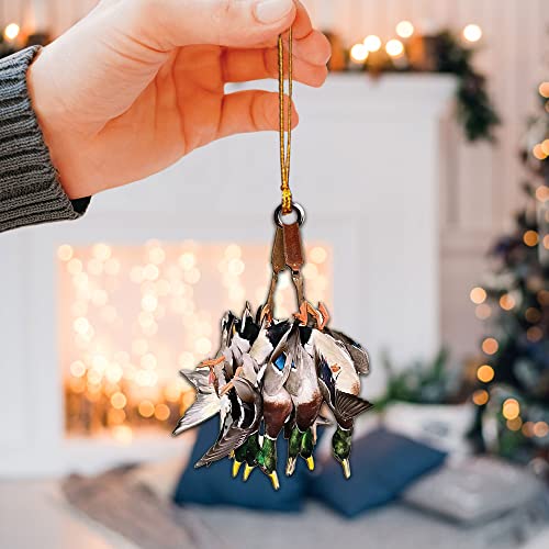 Talataca Duck Hunting 2D Flat Car Rear View Mirror Accessories Christmas Tree Ornament Decoration Hanging Charm Interior Rearview Pendant Decor Gift - Image 5