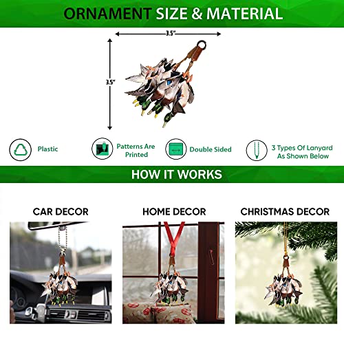 Talataca Duck Hunting 2D Flat Car Rear View Mirror Accessories Christmas Tree Ornament Decoration Hanging Charm Interior Rearview Pendant Decor Gift - Image 2