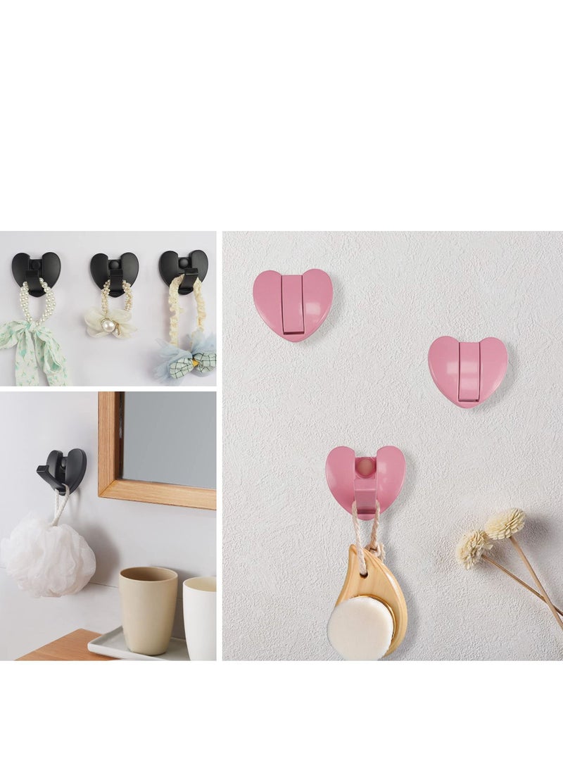 NIBEMINENT Folding Hideaway Coat Hooks, Space Aluminum Love Heart Shape Heavy Duty Wall Retractable Hooks for Hanging Coat, Scarf, Hat, Bag, Towel, Key, Cup (Heart * 2Pack, Black)  - Image 3