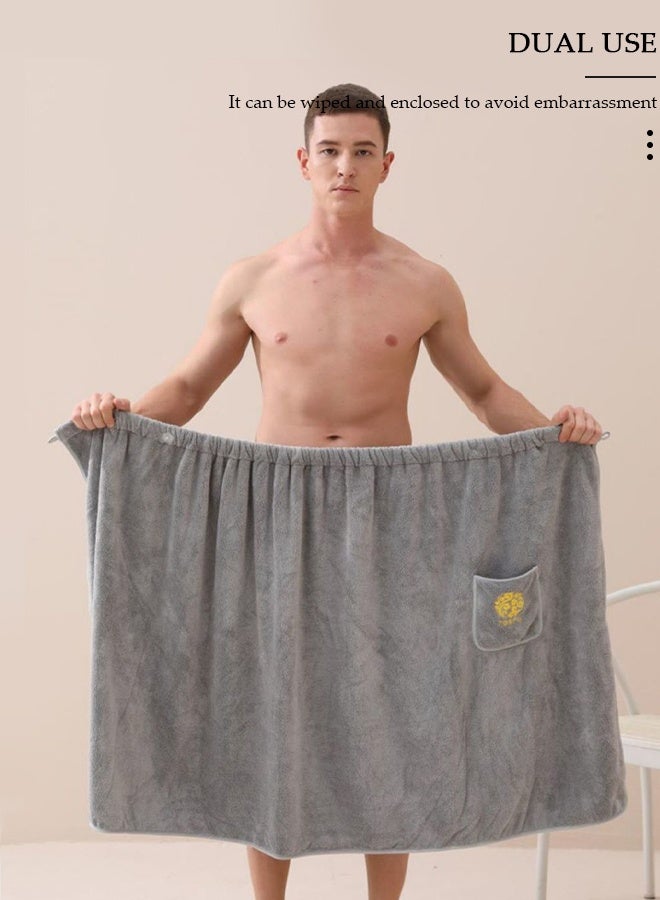 DUNISO منشفة حمام رجالية ملفوفة مع جيب ومنشفة ساونا قابلة للتعديل ومنشفة لف الجسم قابلة للارتداء وممتصة للماء وسريعة الجفاف ومنشفة استحمام من الألياف الدقيقة - Image 3