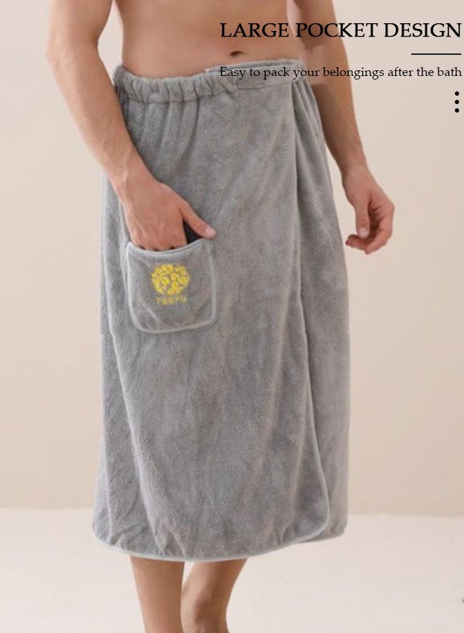 DUNISO منشفة حمام رجالية ملفوفة مع جيب ومنشفة ساونا قابلة للتعديل ومنشفة لف الجسم قابلة للارتداء وممتصة للماء وسريعة الجفاف ومنشفة استحمام من الألياف الدقيقة - Image 4