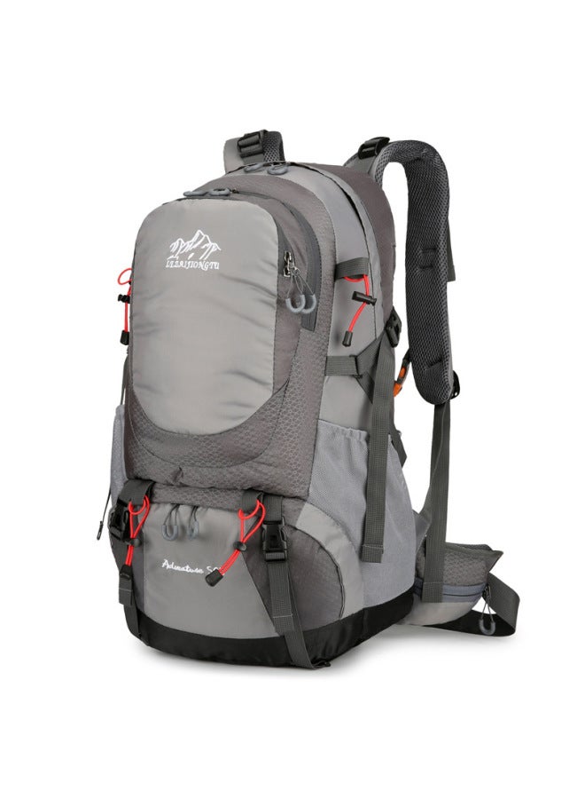 Generic Mountaineering Bag 50l Hiking Backpack Men's Outdoor Large Capacity Waterproof Travel Bag Suspended Backpack Professional Mountaineering Bag-Color:Dark Gray-Capacity:50L - Image 1
