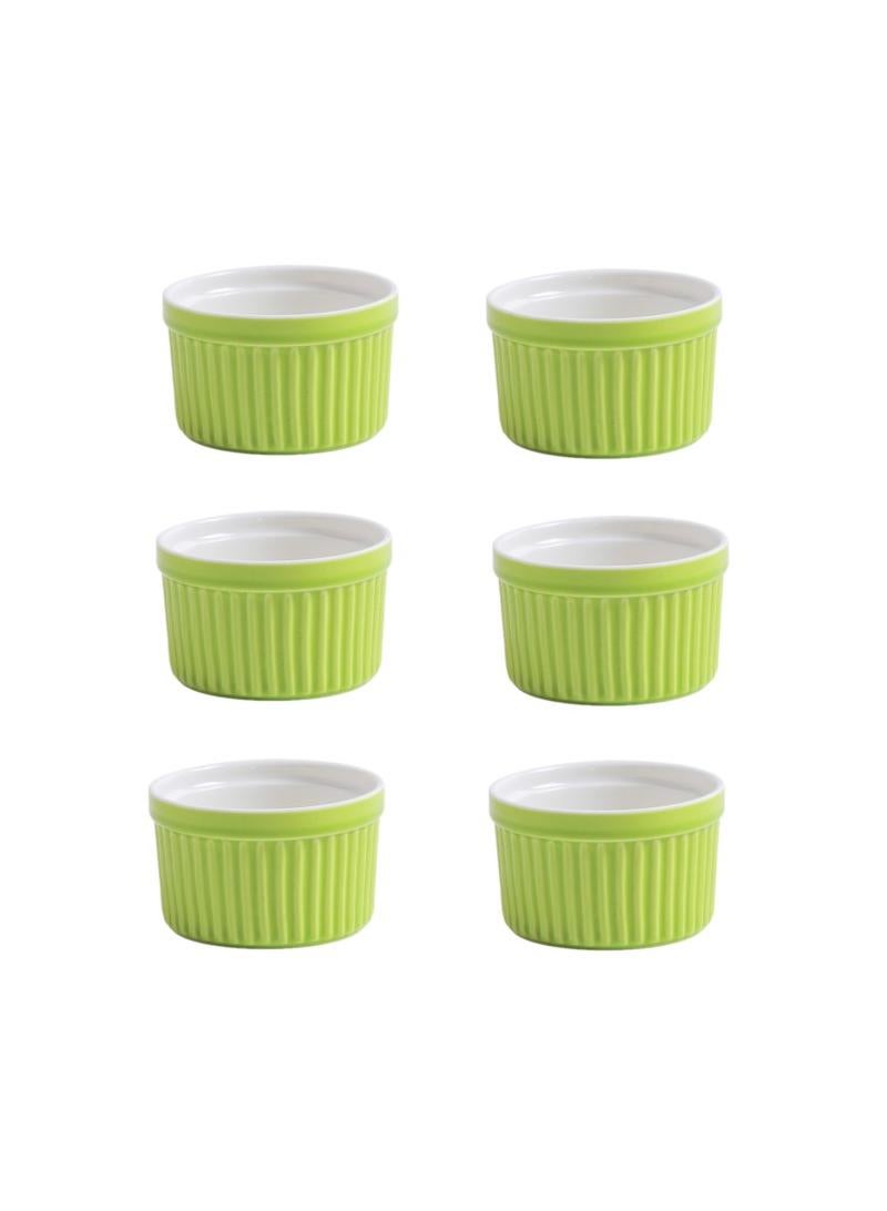 Y&D 6-Piece Classic Souffle Dish Ramekin Set Green/White  - Image 1