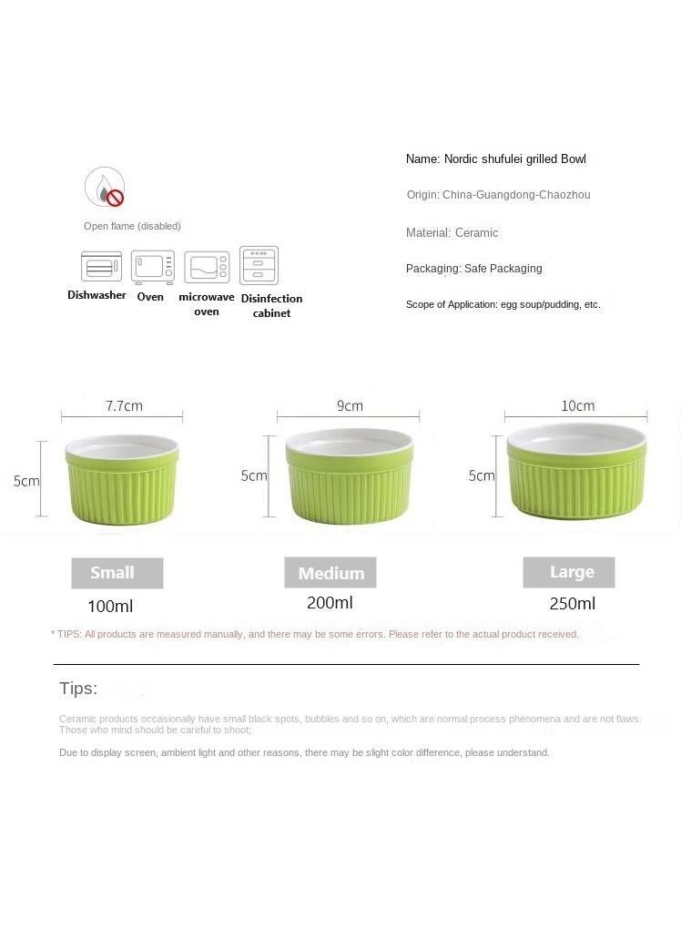 Y&D 6-Piece Classic Souffle Dish Ramekin Set Green/White  - Image 2
