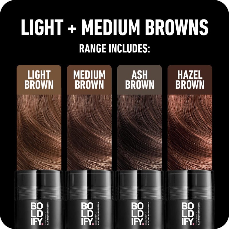 Boldify Hair Fibers Color Sample Kit - Fill In Thinning and Fine Hair for an Instantly Fuller, Thicker Look - 14 Shades for Women & Men - Light + Medium Browns - Image 3