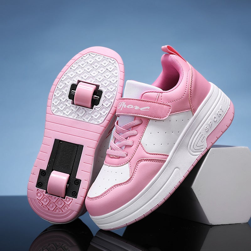 Generic 2024 Autumn-Winter Wheeled Sneaker Shoes 2312 white and pink two-wheel ultra-light 
