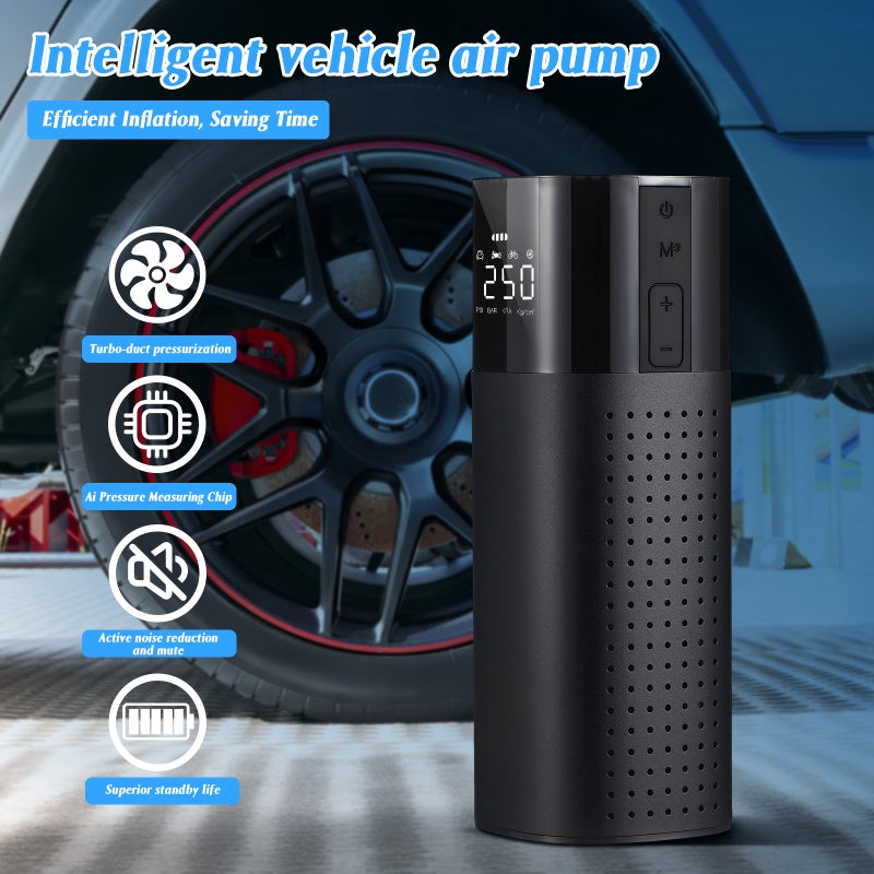 🚗 مضخة إطارات صغيرة بتصميم مدمج مع شاشة رقمية للاستخدام في السيارة والدراجة - Image 2