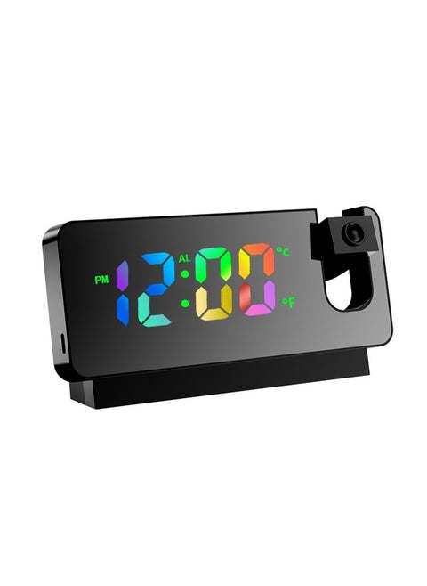 Modern Digital LED Tabletop And Wall Ceiling Projection Alarm Clock Large Display Screen 180 Degree Wide Protector For Home Office Living Bed Room Decor Big Clock Date Day Week Temperature USB Powered