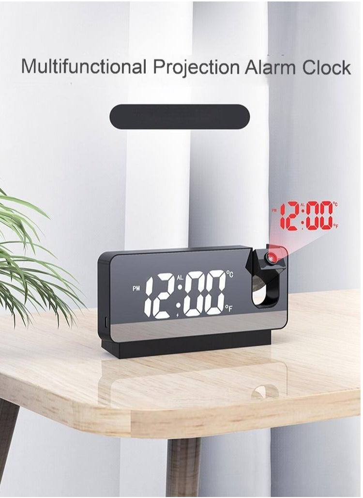 Generic - Modern Digital LED Tabletop And Wall Ceiling Projection Alarm Clock Large Display Screen 180 Degree Wide Protector For Home Office Living Bed Room Decor Big Clock Date Day Week Temperature USB Powered - Image 1