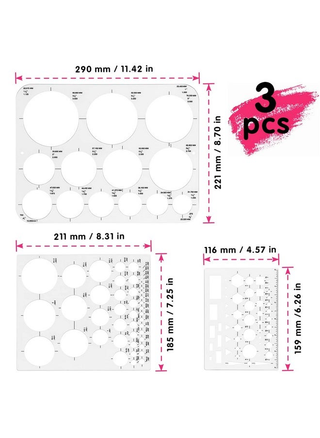 Circle Template Circle Round Stencil Templates For Drafting For Office And School Building Formwork Drawings Templateslarge And Small Size3 Pack
