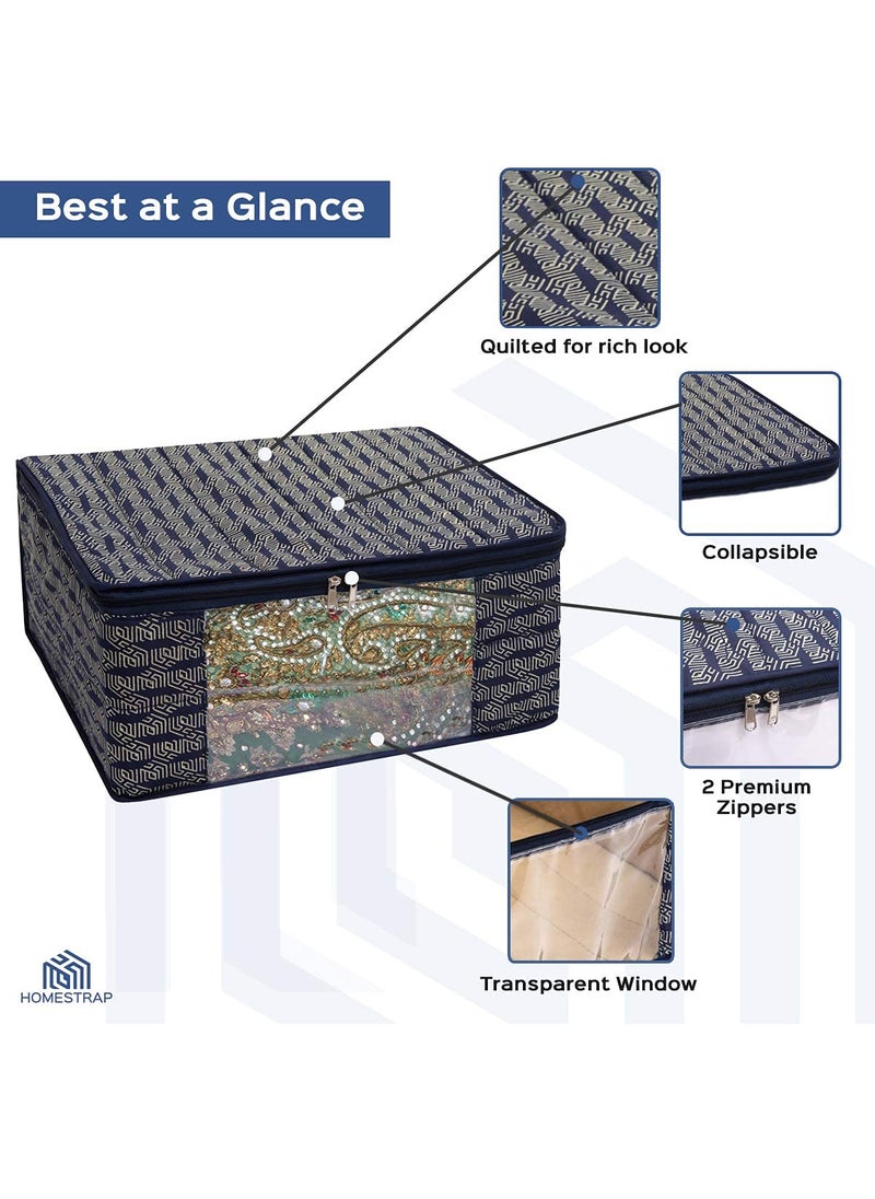 HomeStrap Homestrap Printed Petticoat Cotton CoverWardrobe Clothes Organizer Navy Blue Pack of 2  - Image 5