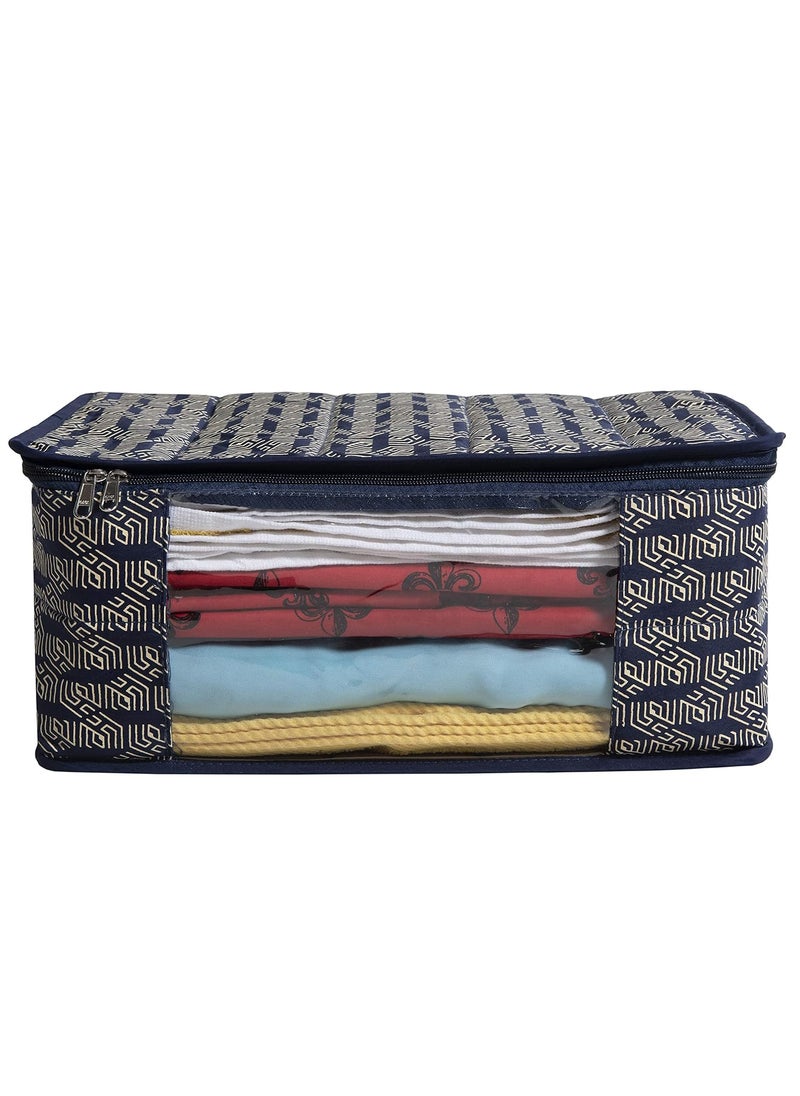 HomeStrap Homestrap Printed Petticoat Cotton CoverWardrobe Clothes Organizer Navy Blue Pack of 2  - Image 3