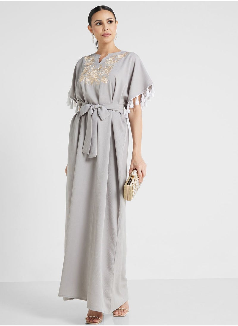 hayas closet - Embroidered Belted Jalabiya - Image 1