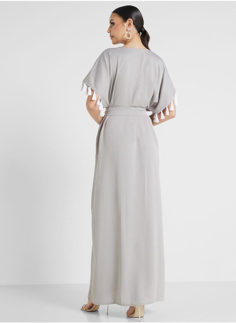 hayas closet - Embroidered Belted Jalabiya - Image 1