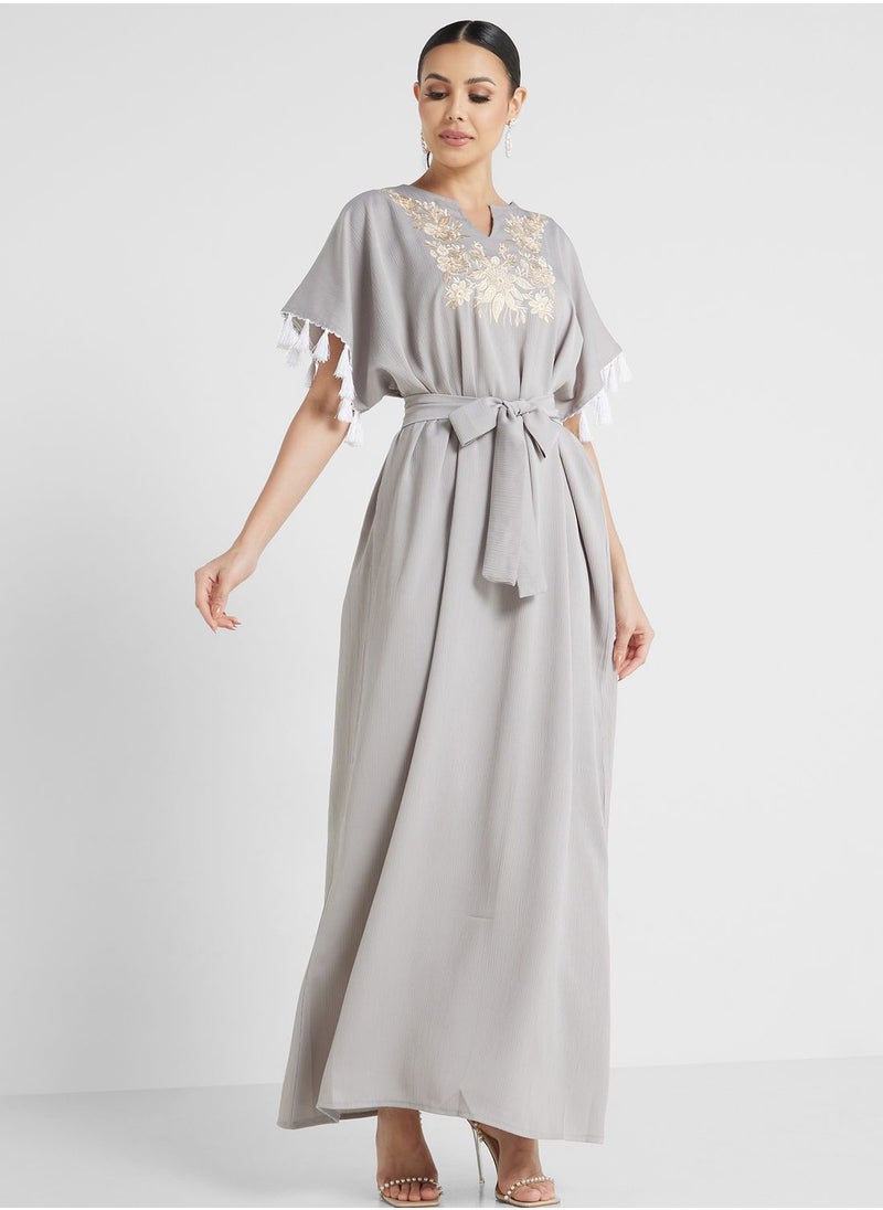 hayas closet - Embroidered Belted Jalabiya - Image 1