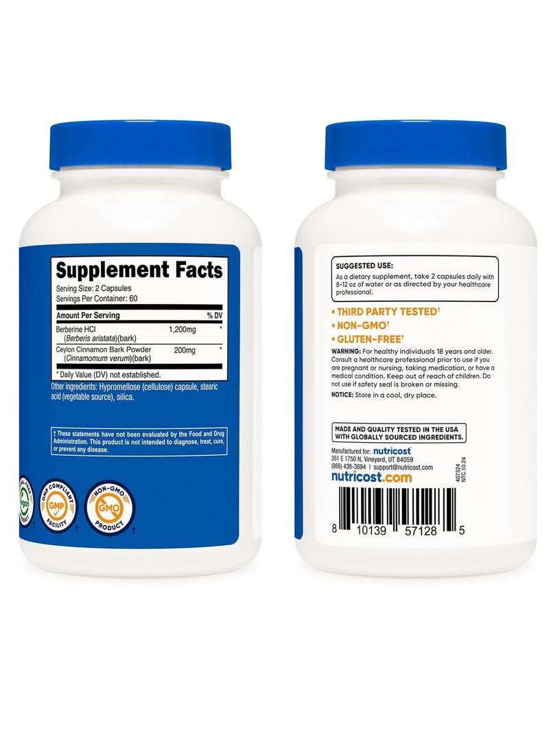 بربارين هيدروكلوريد مع قرفة سيلان ١٢٠ كبسولة ٦٠ حصة - Image 2