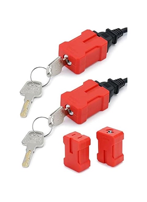 Electrical Cord Plug Lockout Device for Electrical Cord, 4 Pack Plug Locking Safety Lock Fits 2 & 3 Prong Plugs, Electrical Shutdown Service, Built-in Lock Cylinder, Dual Key,