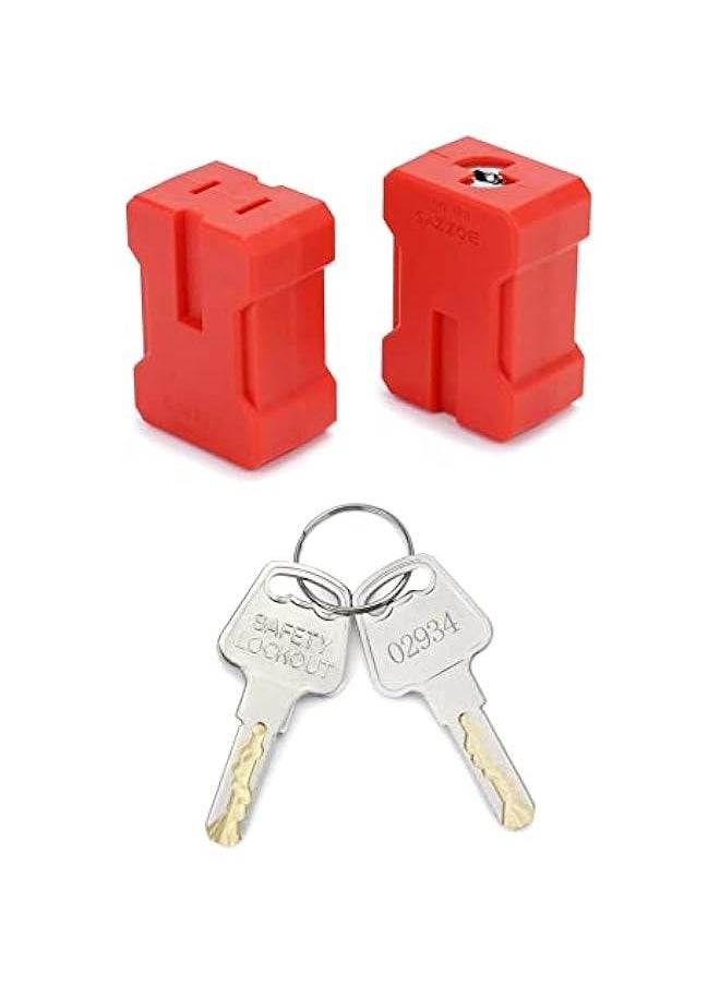 Electrical Cord Plug Lockout Device for Electrical Cord, 4 Pack Plug Locking Safety Lock Fits 2 & 3 Prong Plugs, Electrical Shutdown Service, Built-in Lock Cylinder, Dual Key,