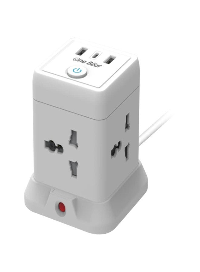 One Beat لوحة تمديد الشحن السريع One Beat Cube Pro 20W PD مع منفذ USB C ومقابس عالمية ومنافذ شحن سريع 20 واط مع واقي من زيادة التيار (4 مقابس + 2 USB + 1 Type C) - Image 1