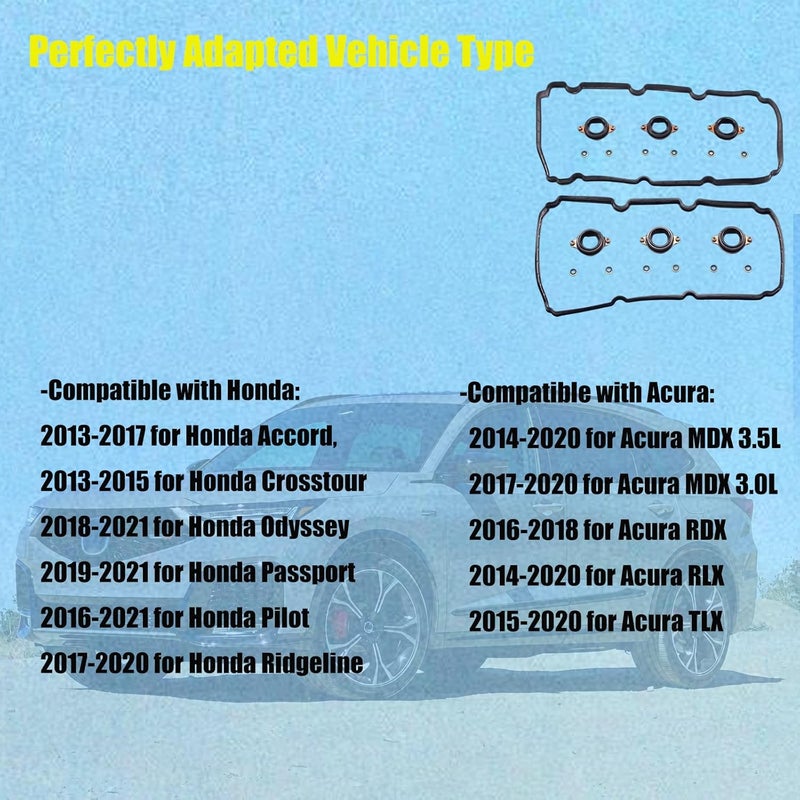 AUCERAMIC 0362072 Valve Cover Gasket Set with Spark Plug Seals for Acura and Honda Models - Image 4