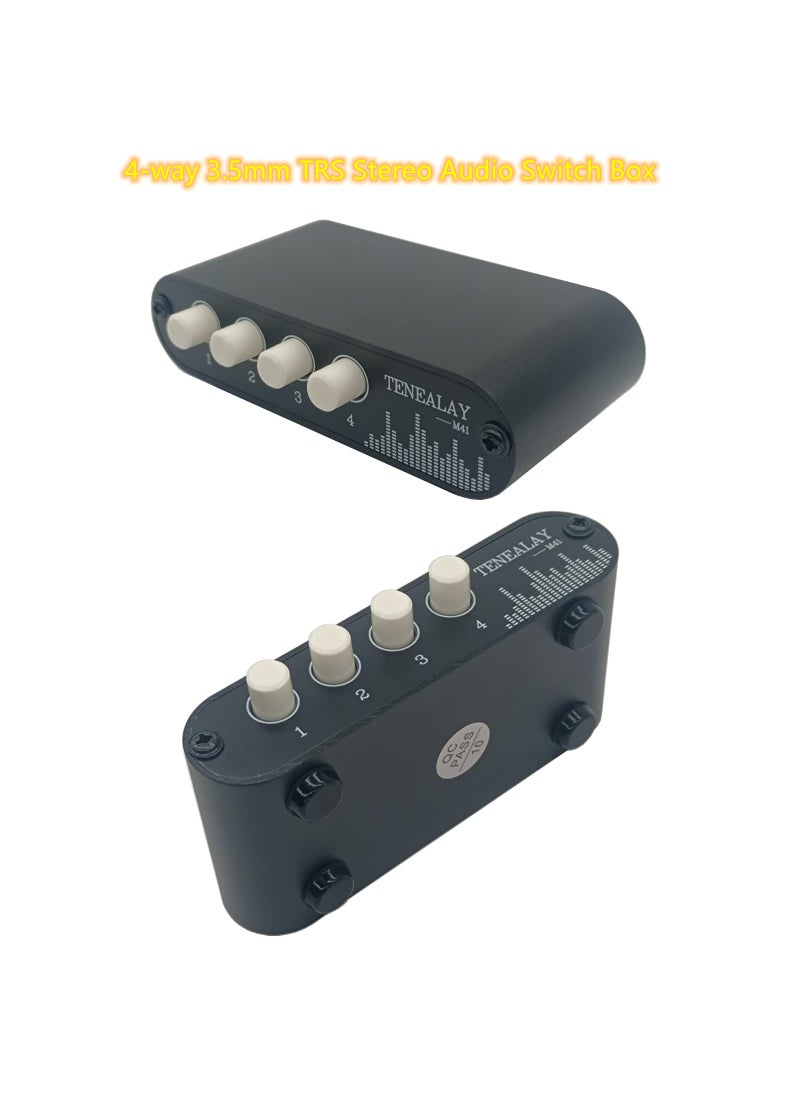 TENEALAY TENEALAY 4 in 1 Out / 1 in 4 Out AUX 3.5mm Stereo Audio Input Signal Source Switcher, 4-Way Switch Selector Splitter Box M41  - Image 5