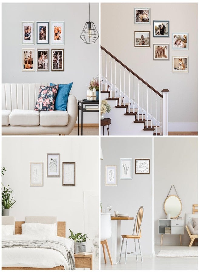 Daofary 4x6 Picture Frame Set of 6, Rustic Farmhouse Photo Frame, Display 3.5x5 with Mat or 4x6 Without Mat for Decorative on Wall Hanging and Tabletop Placement - Image 4