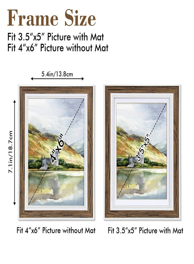 Daofary 4x6 Picture Frame Set of 6, Rustic Farmhouse Photo Frame, Display 3.5x5 with Mat or 4x6 Without Mat for Decorative on Wall Hanging and Tabletop Placement - Image 5
