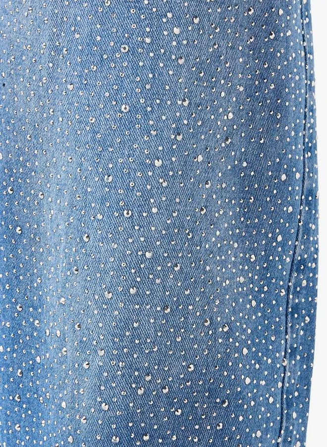 2Xtremz  2Xtremz Mid-Rise Jeans with Embellished Detail for Women | Best Price UAE