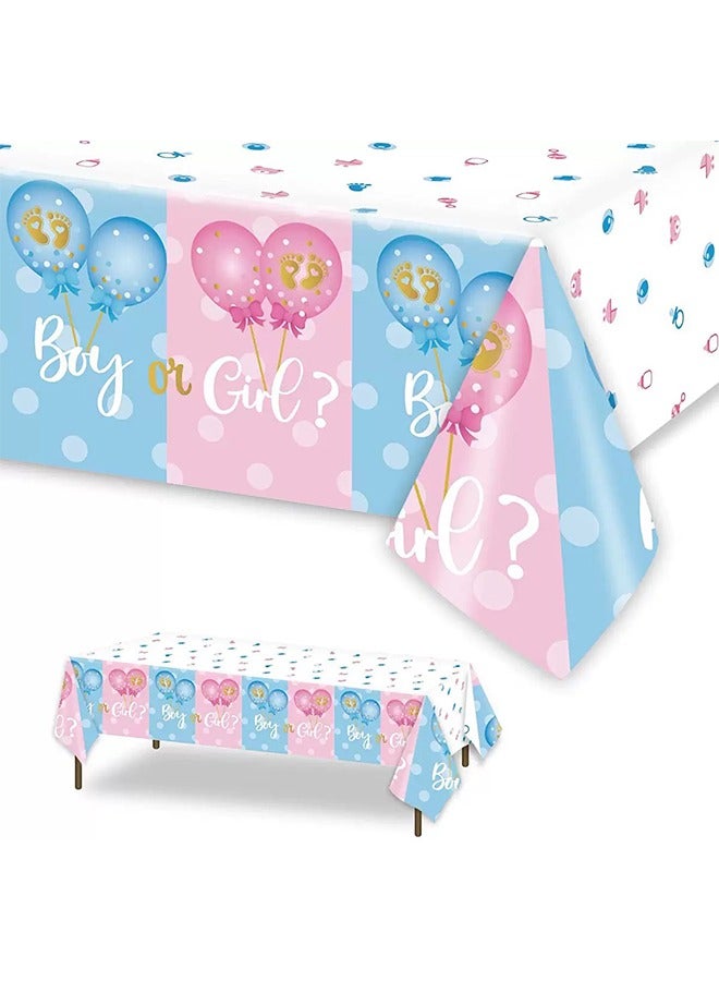 2 Pack Disposable Reveal Tablecloths , 137 x 274cm Table Cloths for Parties, Decorative Tablecloths for Rectangle Tables, Pink Blue Plastic Table Cover - Image 1