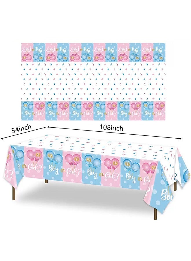 2 Pack Disposable Reveal Tablecloths , 137 x 274cm Table Cloths for Parties, Decorative Tablecloths for Rectangle Tables, Pink Blue Plastic Table Cover - Image 2