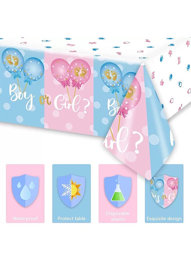 2 Pack Disposable Reveal Tablecloths , 137 x 274cm Table Cloths for Parties, Decorative Tablecloths for Rectangle Tables, Pink Blue Plastic Table Cover - Image 3
