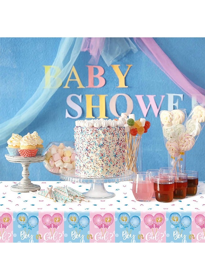 2 Pack Disposable Reveal Tablecloths , 137 x 274cm Table Cloths for Parties, Decorative Tablecloths for Rectangle Tables, Pink Blue Plastic Table Cover - Image 4